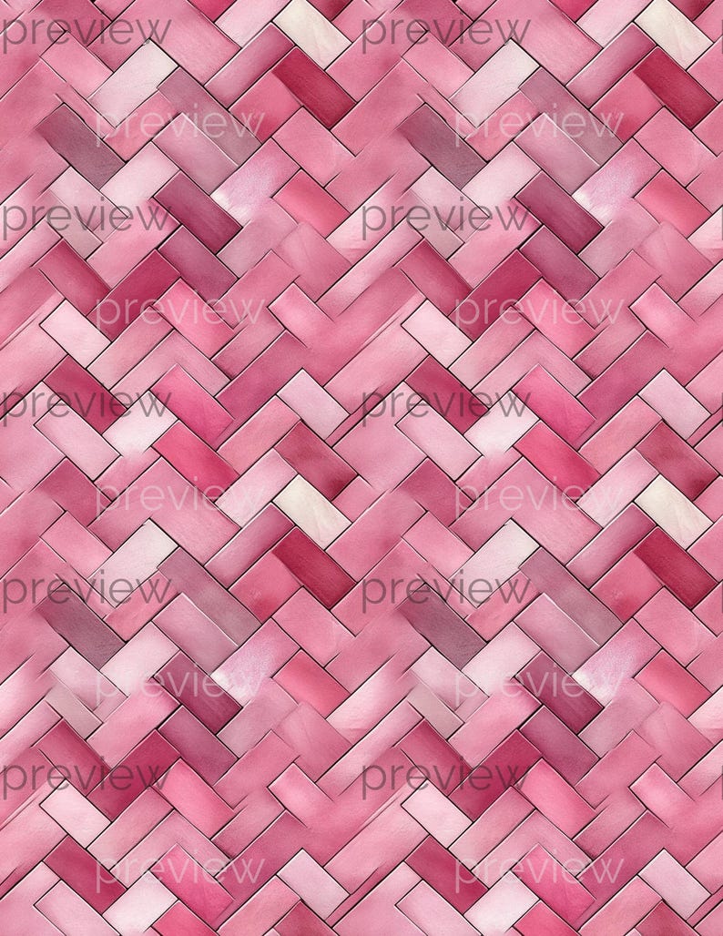 Dollhouse 1:12 Scale Herringbone Floor and Wall Tiles x 8 A4 Printable Sheets - Blue, Pale Pink, Seamless Tiled Minimalist Design