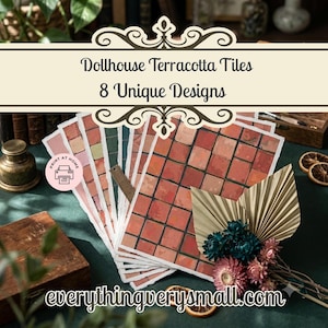 Azulejos de terracota para casa de muñecas a escala 1:12 – 8 diseños rústicos (hojas imprimibles tamaño A4)