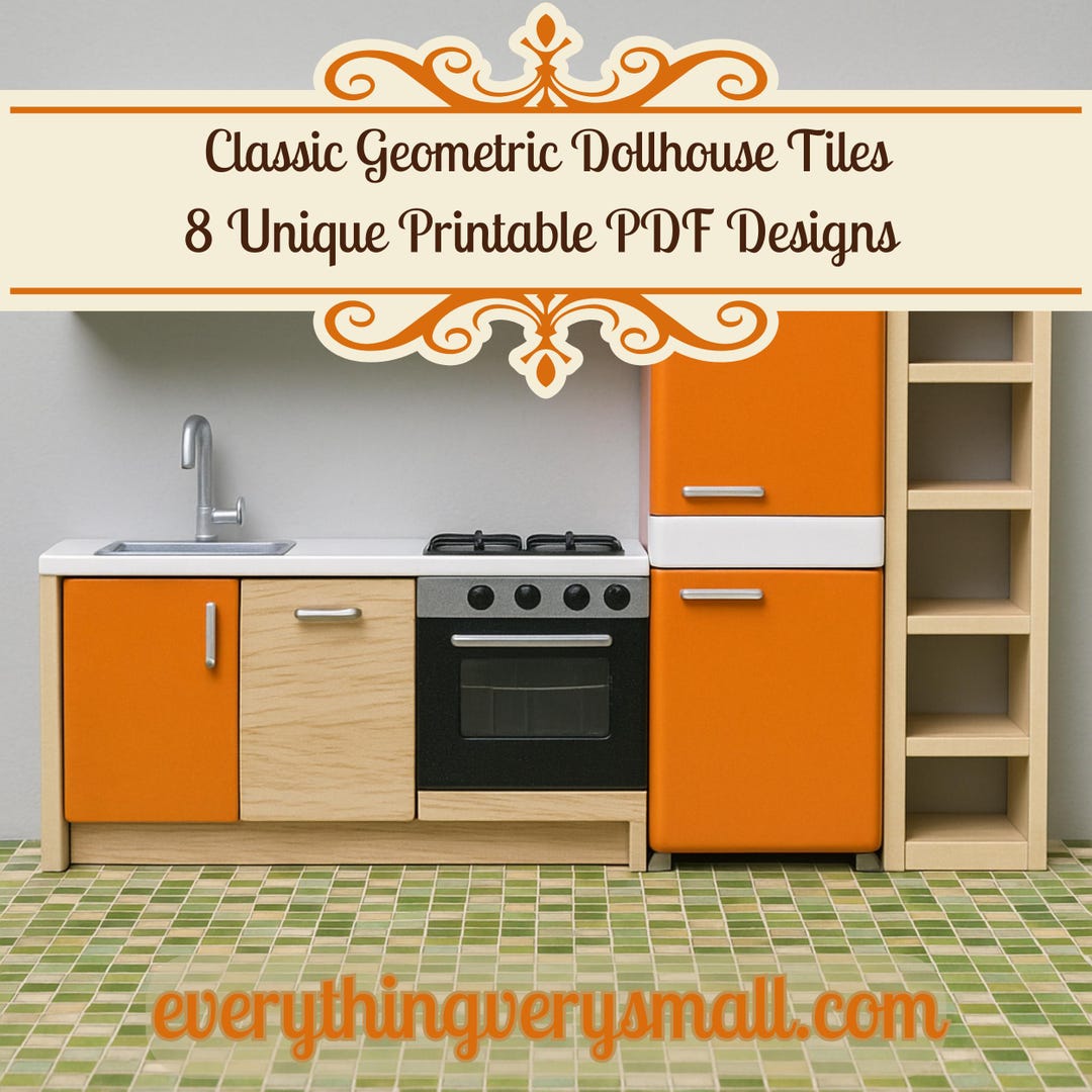 Tileable Funhouse Pattern Printable Dollhouse Tile Sheets: Classic Geometric Patterns, 8 Designs ...