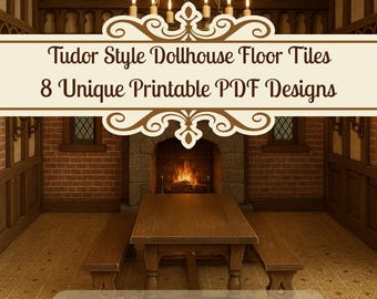 Tudor Style Dollhouse Tiles: 8 Printable PDF Designs for Miniature Flooring & Walls