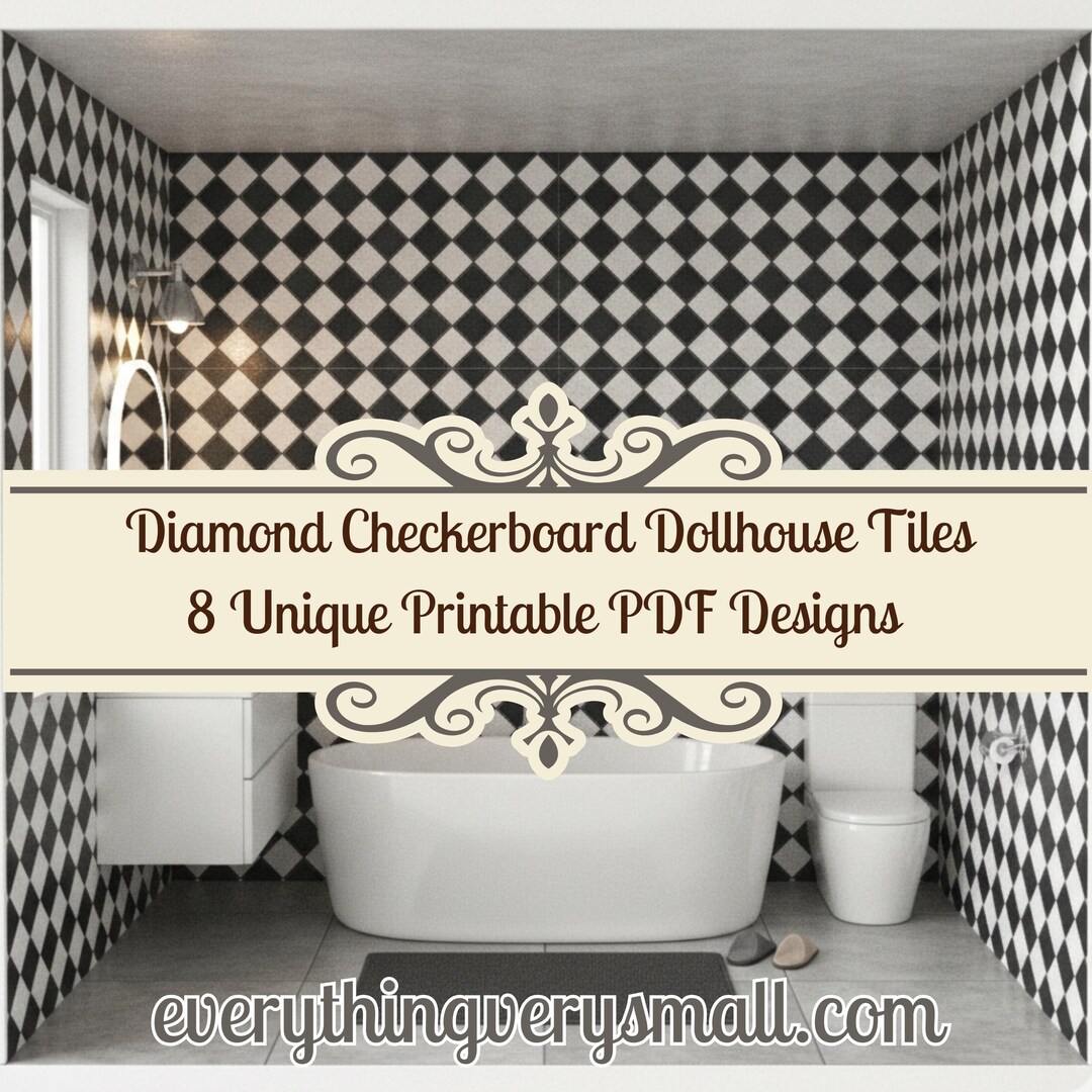 Diamond Checkerboard Dollhouse Tiles, Vintage Mini Patterns (PDF ...