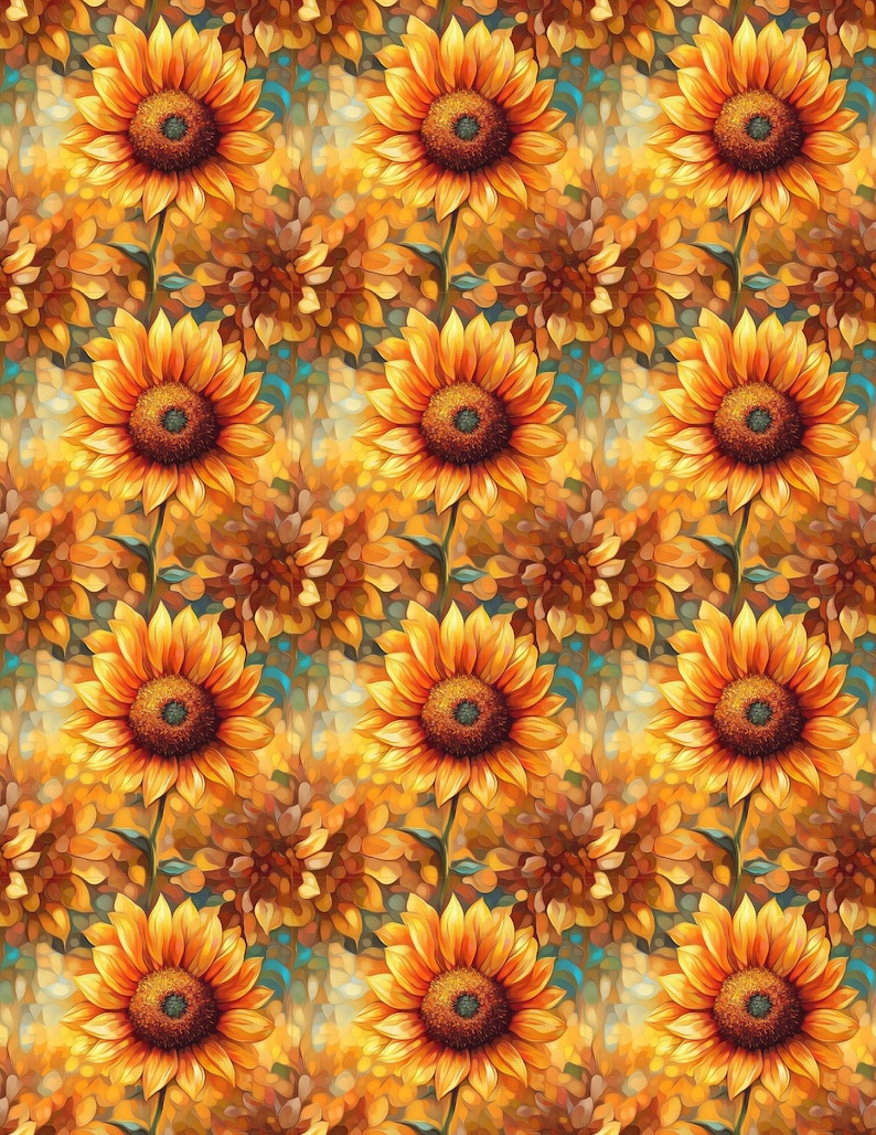 Sunflower Dollhouse Wallpaper, Printable Miniature Patterns (PDF) image 4