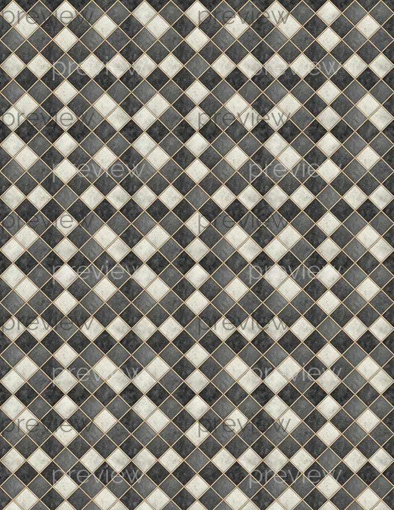Diamond Checkerboard Dollhouse Tiles, Vintage Mini Patterns (PDF ...