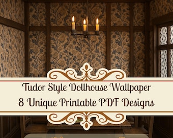 Papel tapiz para casa de muñecas Tudor: 8 diseños florales vintage (PDF imprimible para paredes en miniatura)