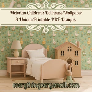 Victorian Dollhouse Wallpaper Printable, Children's Room Miniature Decor, 8 Pastel Designs, Digital Dollhouse Wall Sheets