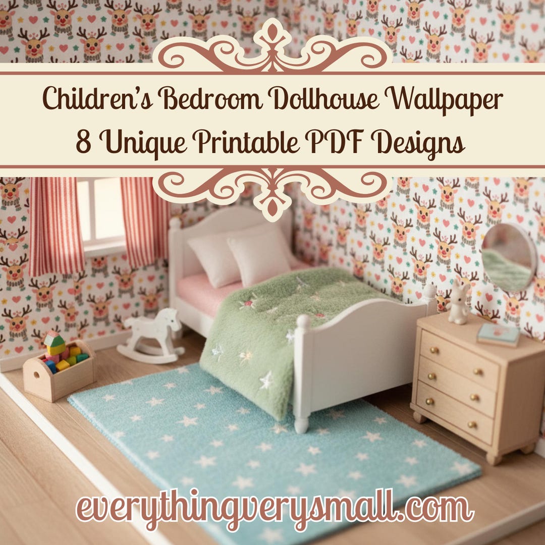 Childrens Bedroom Dollhouse Wallpaper 8 Unique Printable PDF Designs ...