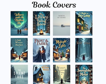Portadas de libros en miniatura imprimibles: 12 diseños de casas de muñecas de invierno (PDF)