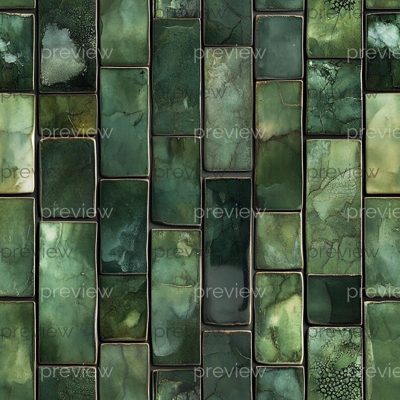 Dollhouse 1:12 Scale Ceramic Tiles x 8 A4 Printable Sheets - Navy Blue, Forest Green, Rustic Floor and Wall Patterns, Seamless Tile Design