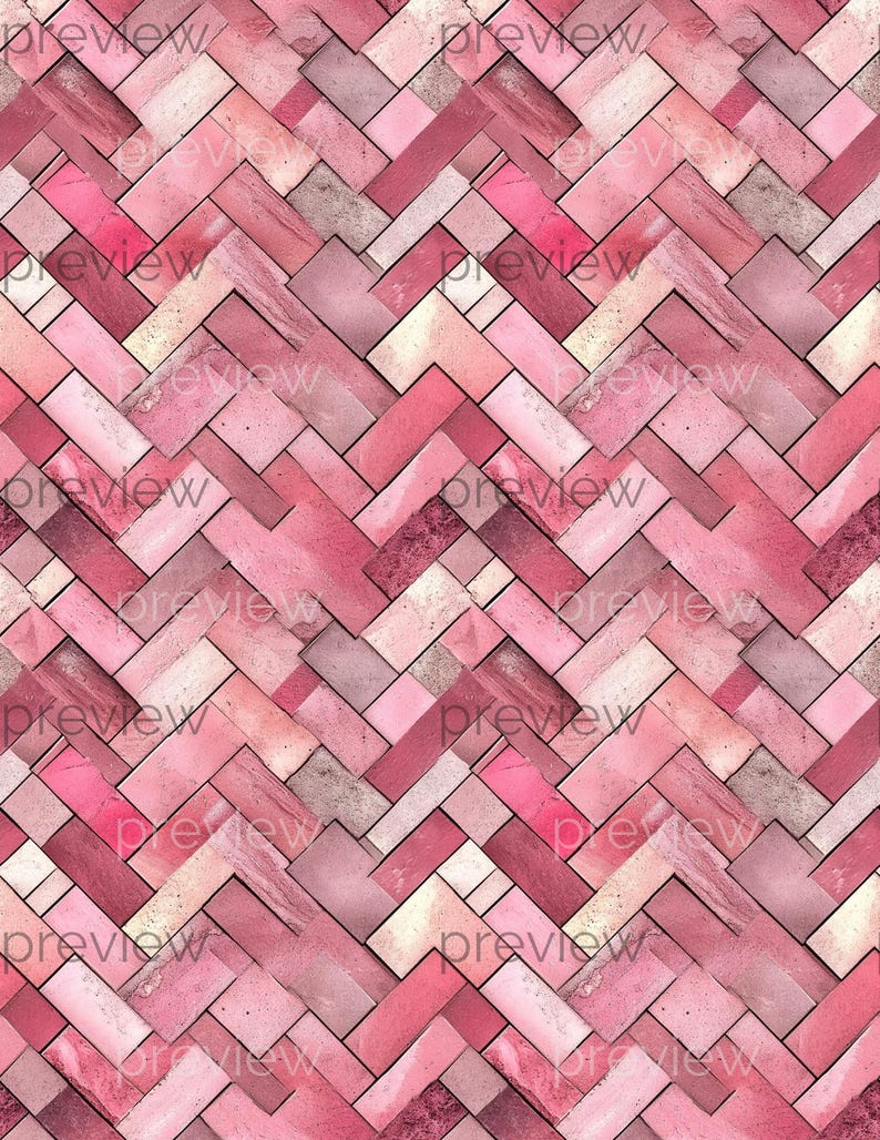 Dollhouse 1:12 Scale Herringbone Floor and Wall Tiles x 8 A4 Printable Sheets - Blue, Pale Pink, Seamless Tiled Minimalist Design