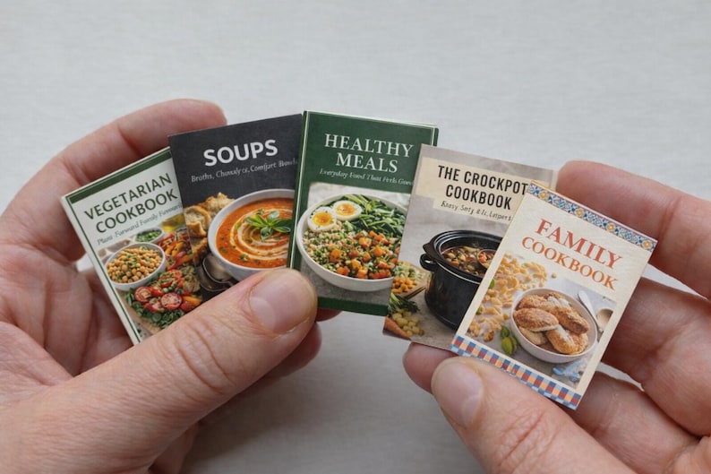 12 Miniature Cookery Book Covers for Dollhouse Libraries, Digital ...