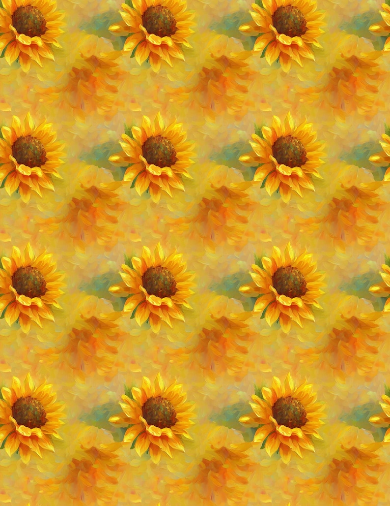 Sunflower Dollhouse Wallpaper, Printable Miniature Patterns (PDF) image 6