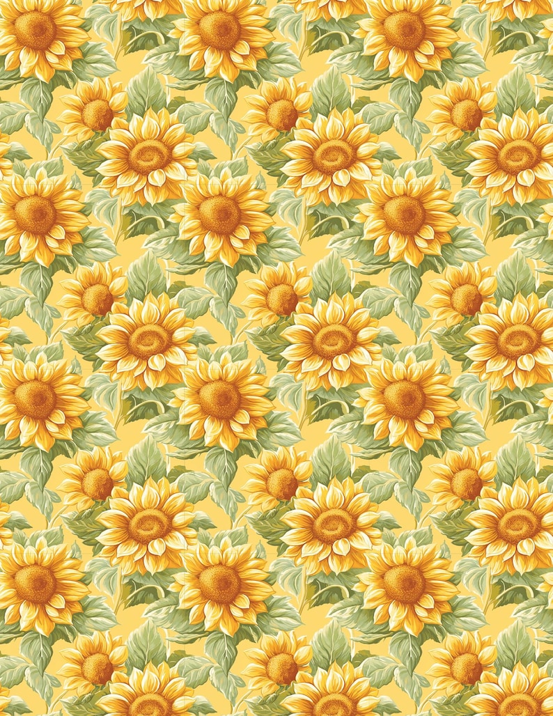 Sunflower Dollhouse Wallpaper, Printable Miniature Patterns (PDF) image 3