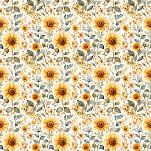 Sunflower Dollhouse Wallpaper, Printable Miniature Patterns (PDF) image 8