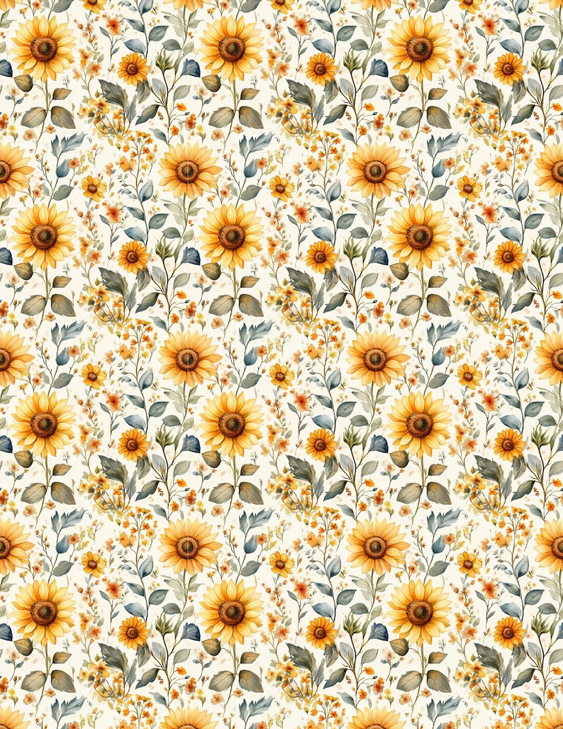 Sunflower Dollhouse Wallpaper, Printable Miniature Patterns (PDF) image 8