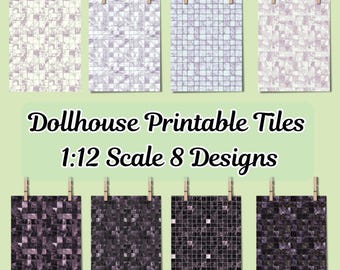 Elegant 1 12 Scale Marble Floor and Wall Tiles - 8 A4 Digital Sheets for Dollhouse Kitchens and Bathrooms, Marble Tiles Digital Paper