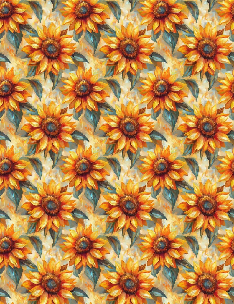 Sunflower Dollhouse Wallpaper, Printable Miniature Patterns (PDF) image 5