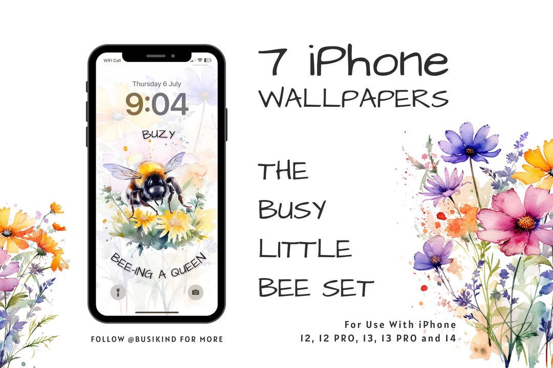 Bee iPhone Wallpaper Set | Floral Lock Screen (digital Download) - Etsy