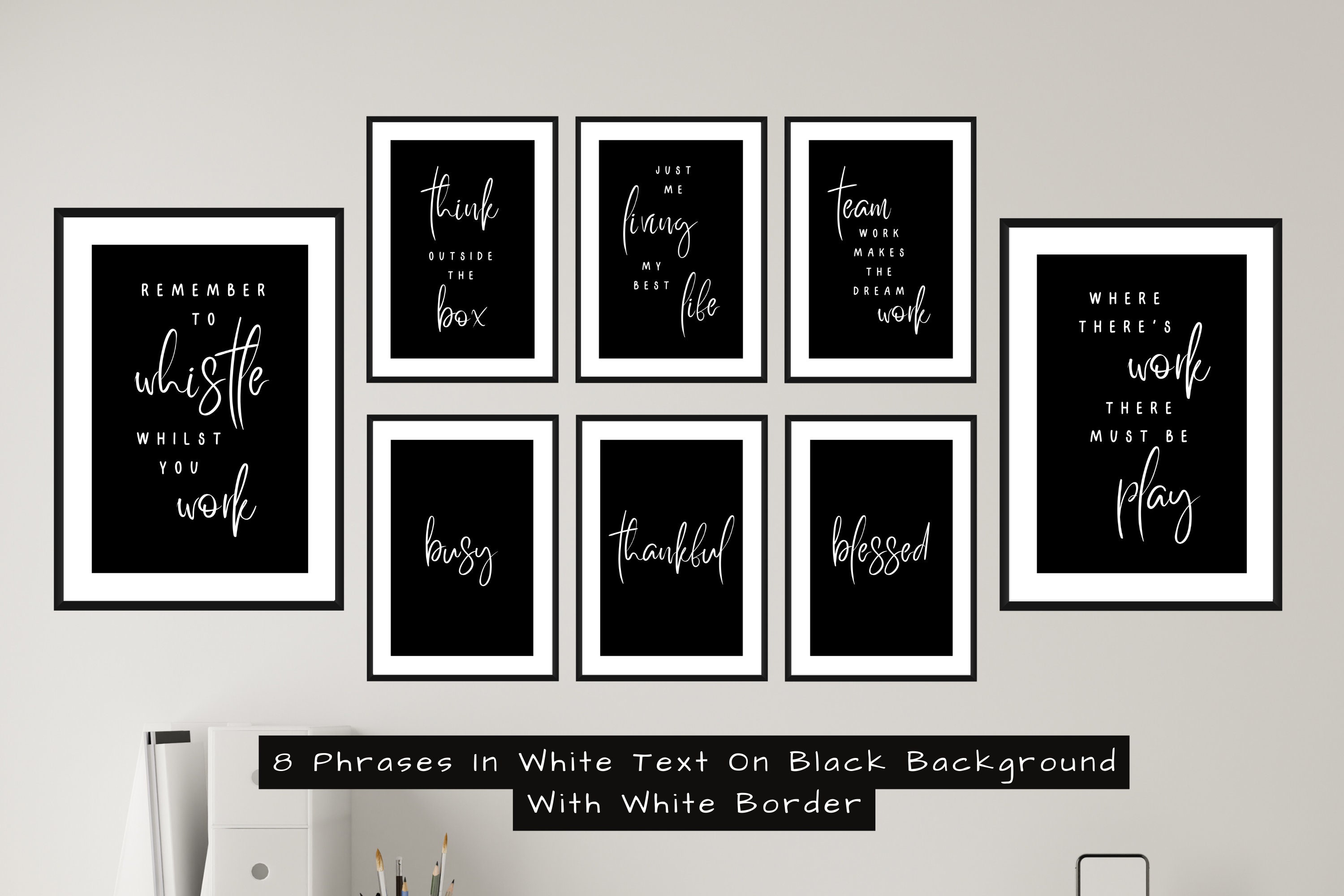 Home Office Wall Art Set Printable Motivational Quotes A4 - Etsy