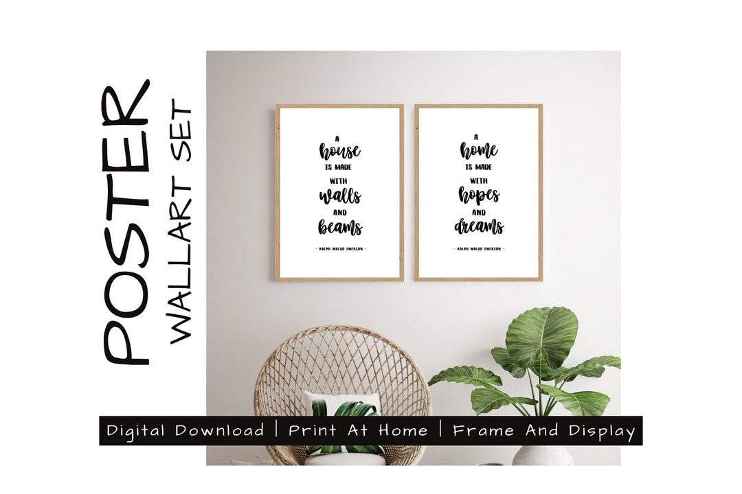 Ralph Waldo Emerson Quote Poster Set | A Home is Made With Hopes ...