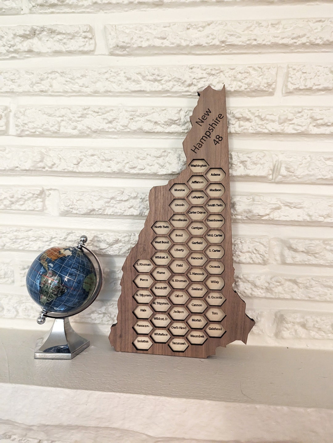 New Hampshire 48 4K Footers Challenge Tracker Display Peak Bagging Map