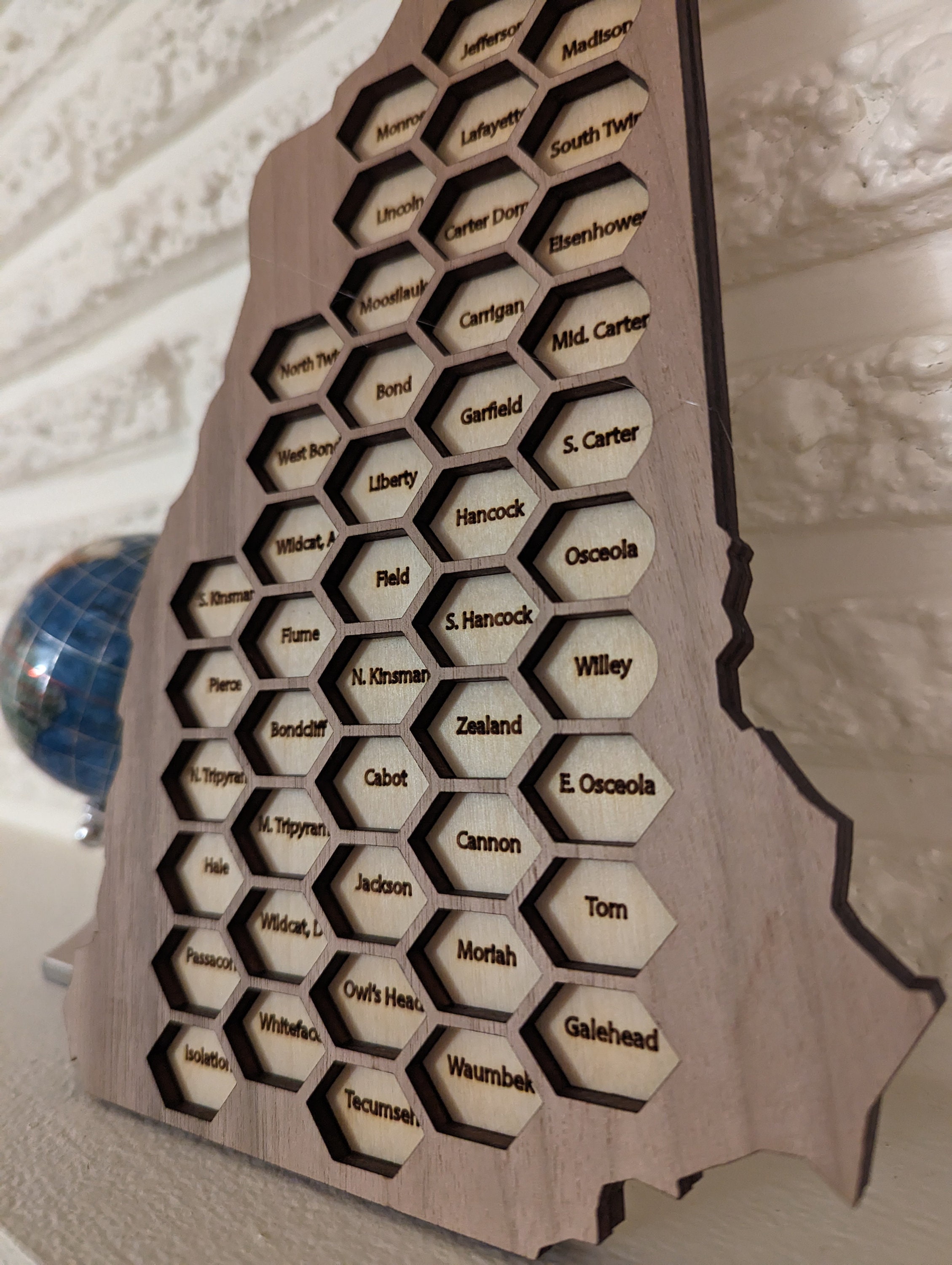 New Hampshire 48 4K Footers Challenge Tracker Display Peak Bagging Map