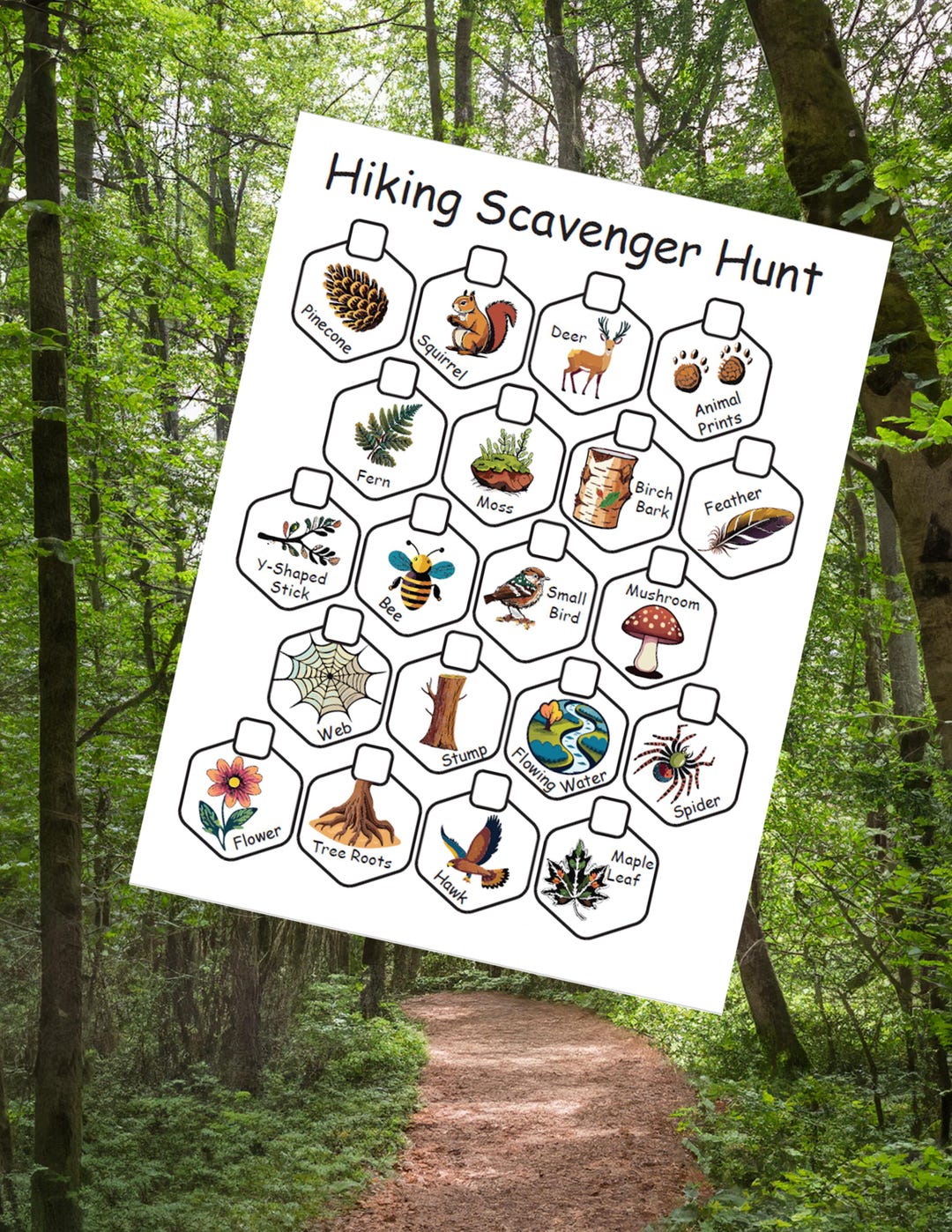Hiking Scavenger Hunt Digital Download Game for Kids. Print at Home and ...