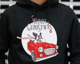 Dog Driving Christmas Hoodie - Car Xmas Jumper