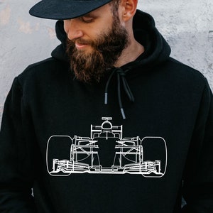 F1 Car Lineart Hoodie - Formula 1 Racing Sweatshirt