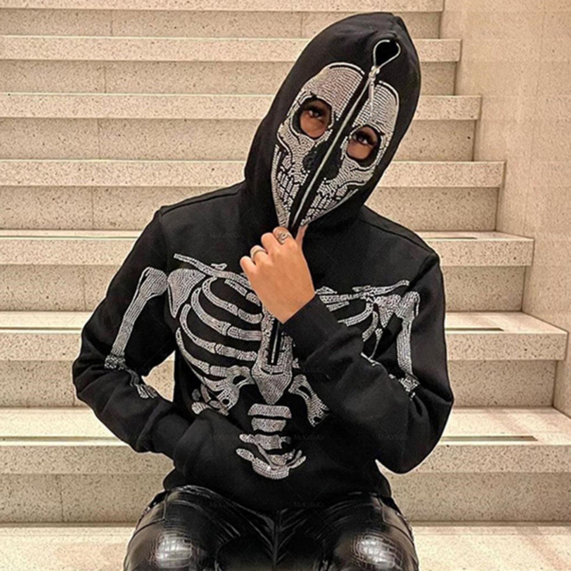 Skeleton Hoodie Zip Up - Etsy