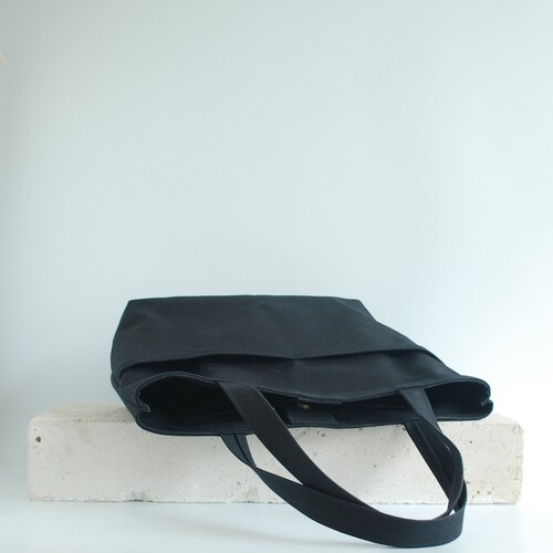 Waxed Canvas Tote Bag For Woman, Shoulder Bag With Pocket, Black Shopper Bag, Waterproof And Cotton Fabric shops Holiday Bag