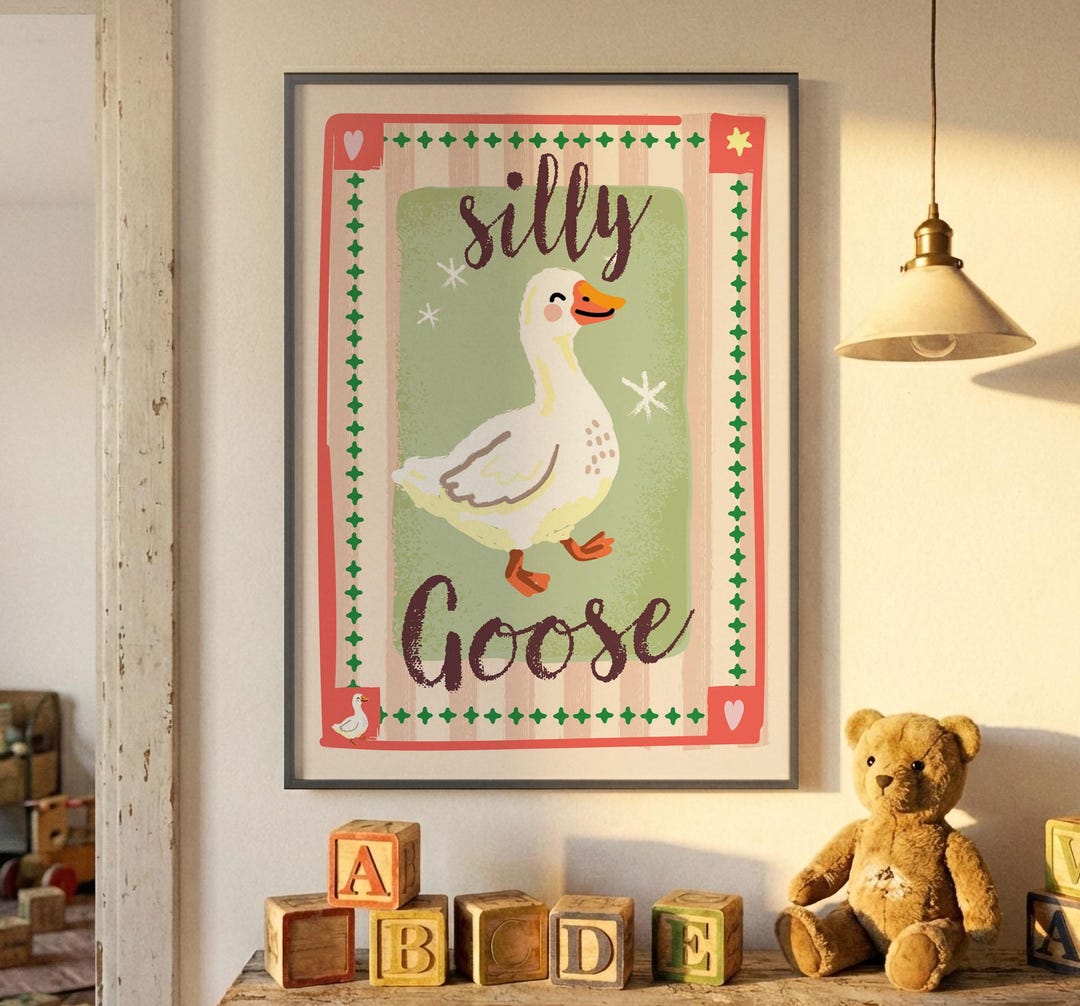 Silly Goose Whimsical Nursery Art Print | Children's Playroom Wall ...