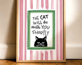 Funny Bathroom Cat Print, Wall Art Décor Poster