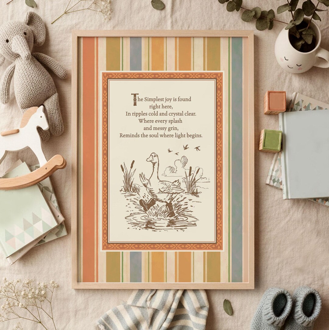 Whimsy Vintage Style Nursery Goose and Poem Print - Kids Playroom Wall ...