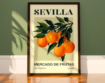 Sevoran Orange Kunstdruck, Spanische Sommer Citrus Küchen Dekoration