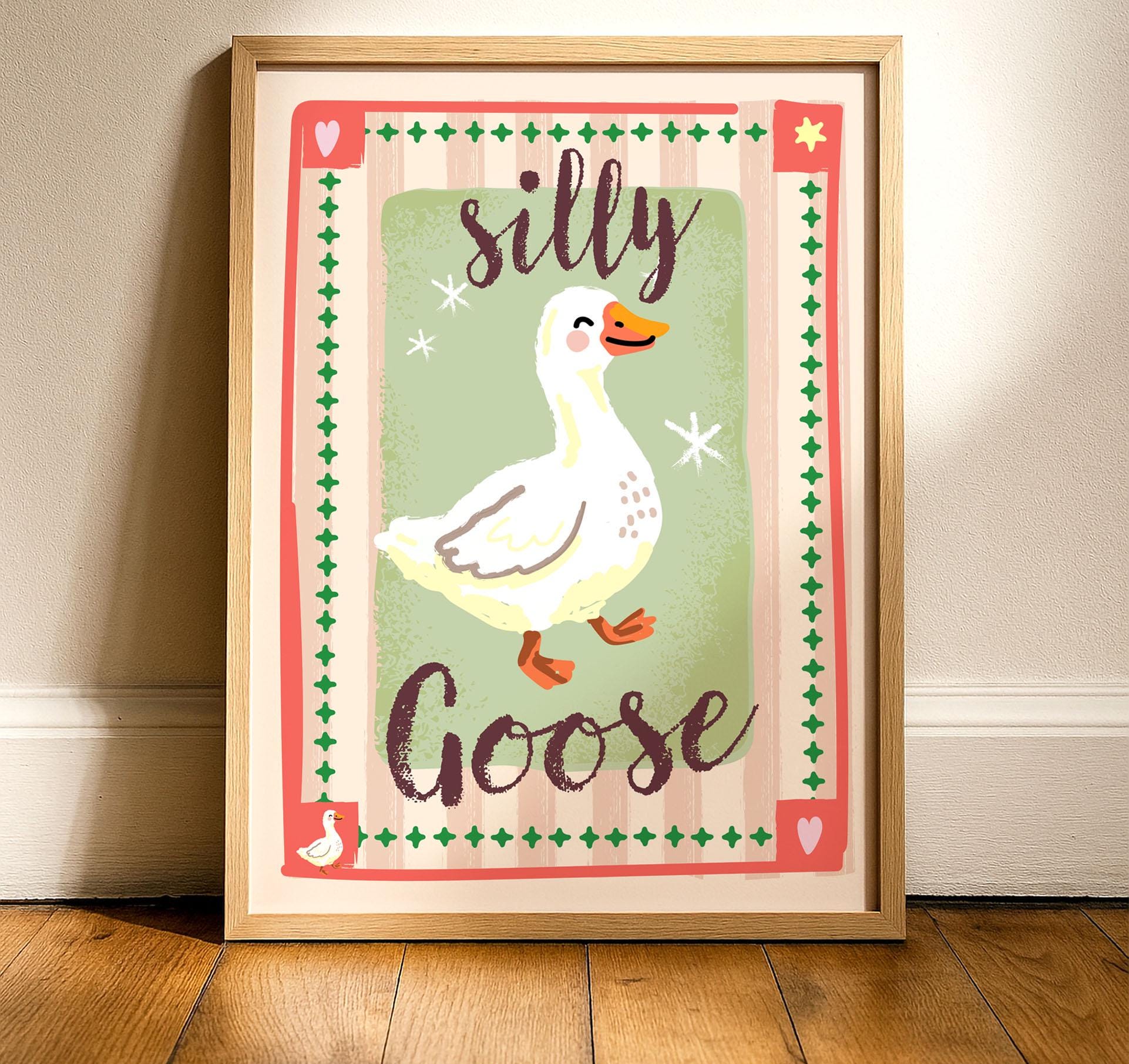 Silly Goose Whimsical Nursery Art Print | Children's Playroom Wall ...