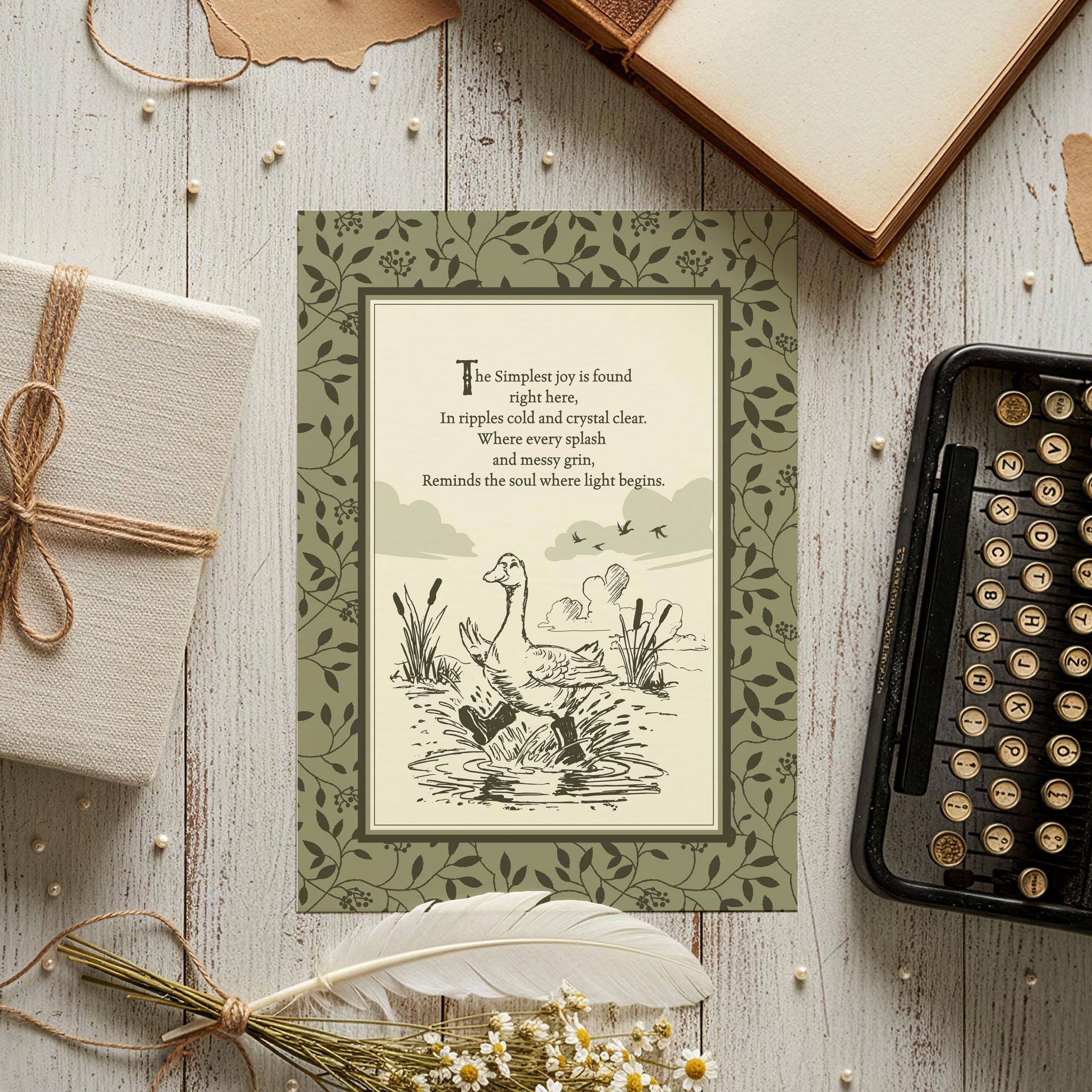 Vintage Nursery Art Print - Playroom Goose Neutral Kids Bedroom Wall ...