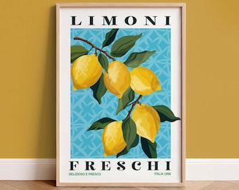 Mediterranean Lemon Kitchen Art Print - Italian Vintage Citrus Fruit, Limone Wall Poster