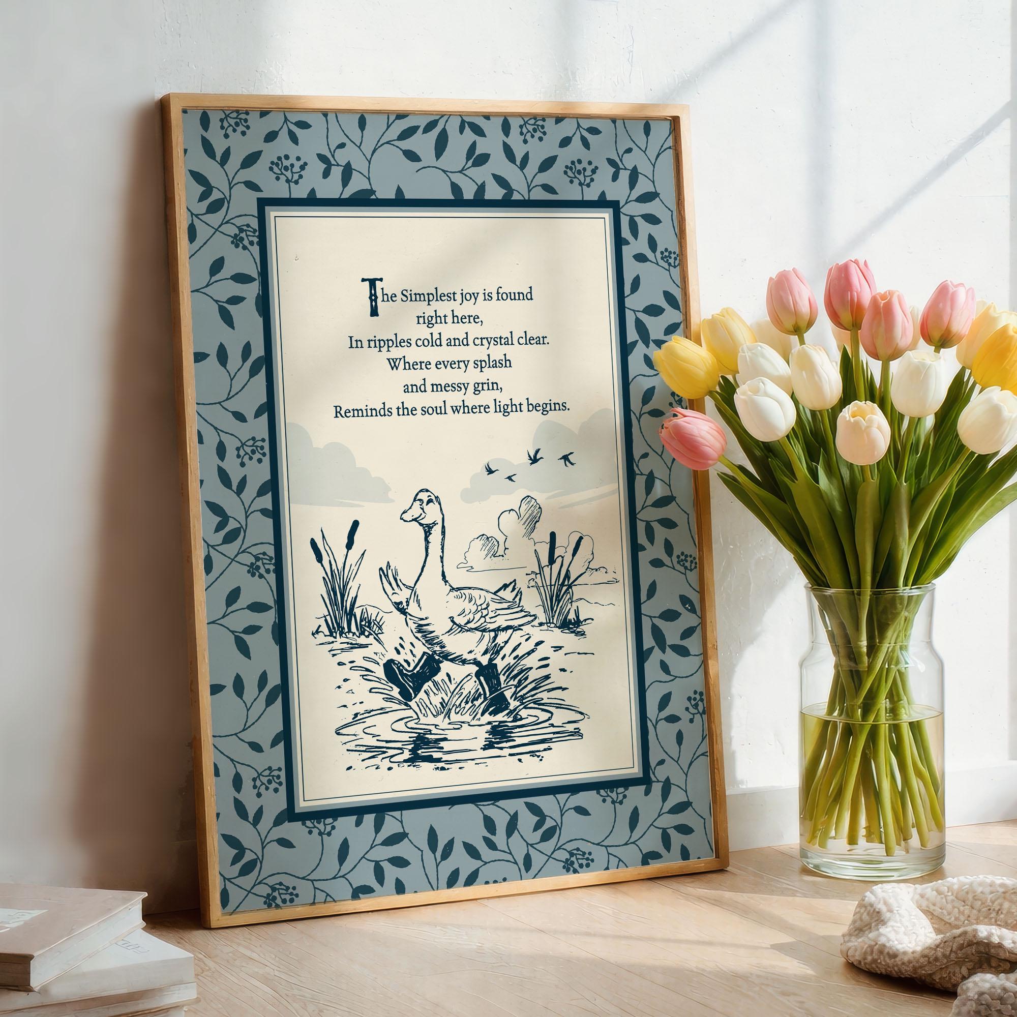 Vintage Nursery Art Print - Playroom Goose Neutral Kids Bedroom Wall ...
