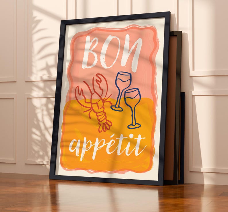 Appetit Color Bon Appetit - Colourful French Kitchen Print, Playful Foodie Wall Art ...