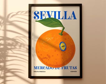 Sevilla Orange Kitchen Art Print: Mediterranean Decor (Digital Download)