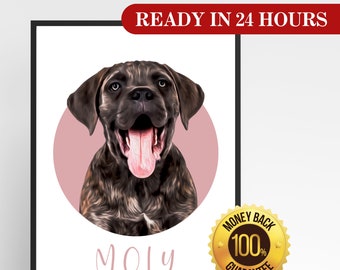 Custom Pet Portrait from Photo: Unique Dog or Cat Drawing