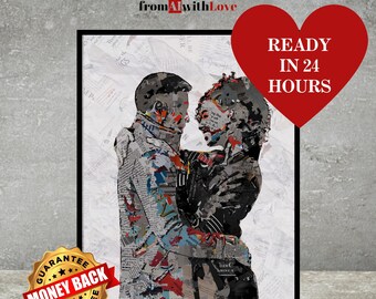 Custom Valentine's Day Couple Portrait: Modern Paper Collage Art (Digital)