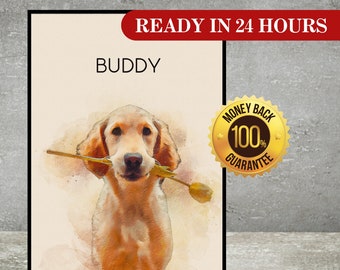 Custom Digital Oil Pet Portrait: Unique Memorial Art (Digital Download)