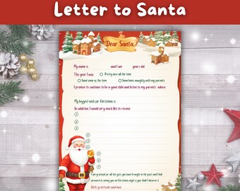 サンタさんへの印刷可能な手紙：子供向けクリスマスウィッシュリスト