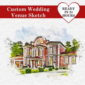Wedding Venue Sketch - Wedding Venue Drawing from Photo,  Watercolor Venue Drawing, Wedding Venue Print, Wedding Venue Art, Wedding Gift