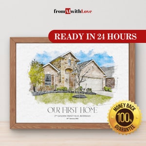 Huisportret - housewarmingcadeau, huisschilderij, huisportret, aquarel huisschilderen, slotcadeau makelaar, cadeau nieuw huis, huisportret