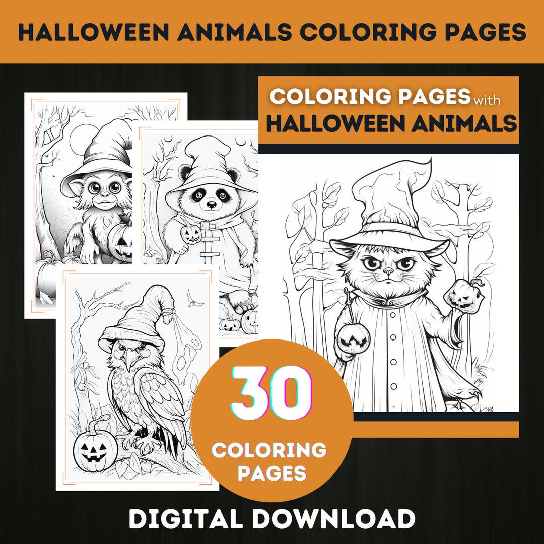 30 Cute and Spooky Halloween Animals Coloring Pages Fantasy and
