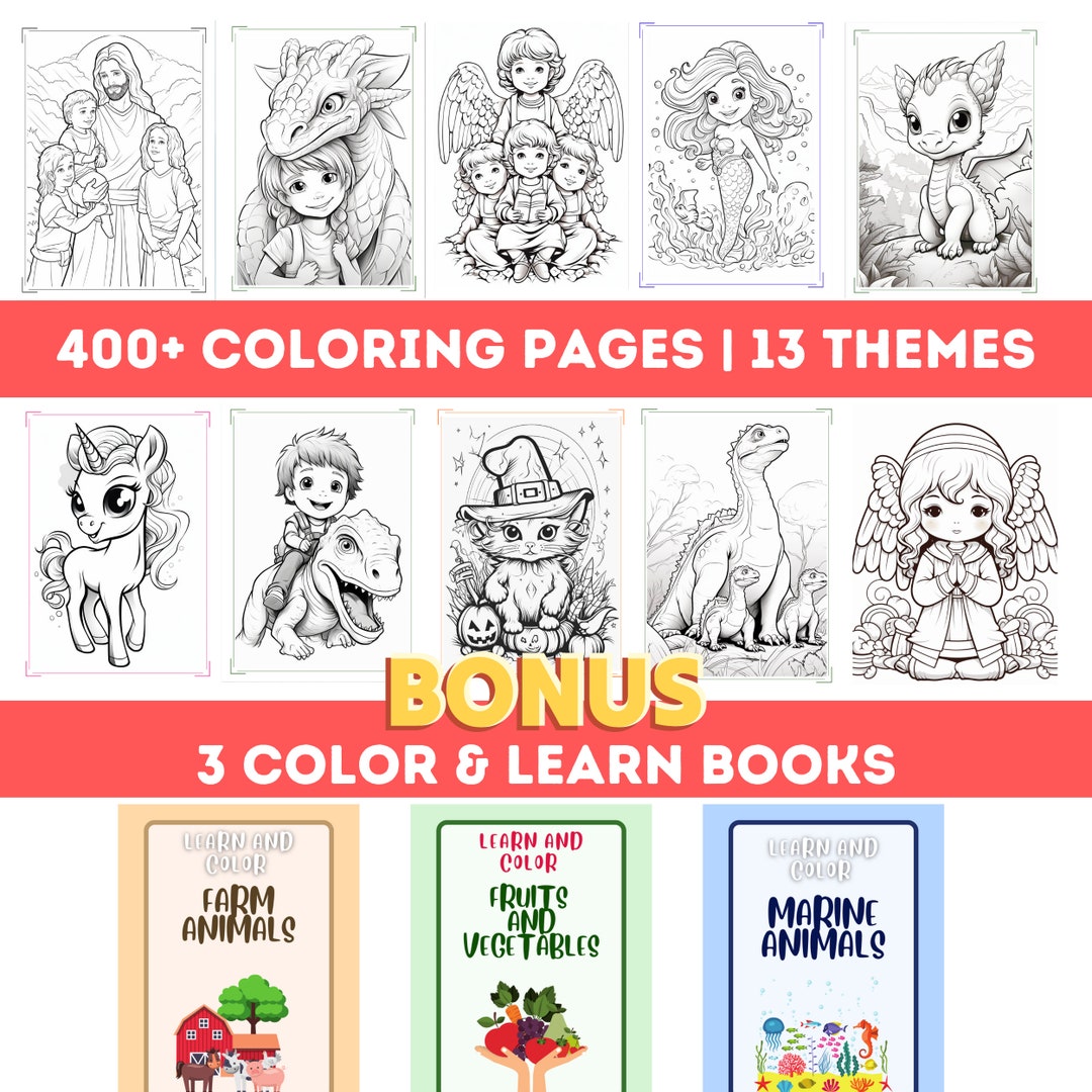 Coloring Pages Whole Shop Bundle With 400+ Kids Coloring Pages and 3 ...