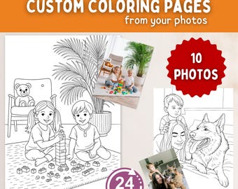Custom Photo Coloring Book Pages, Personalized Gift (Digital Download)