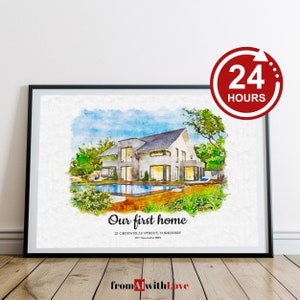 Realtor Closing Gift - Custom House Portrait, Personalized Gift for Clients, New Home and Housewarming Gift, House Drawing From Photo